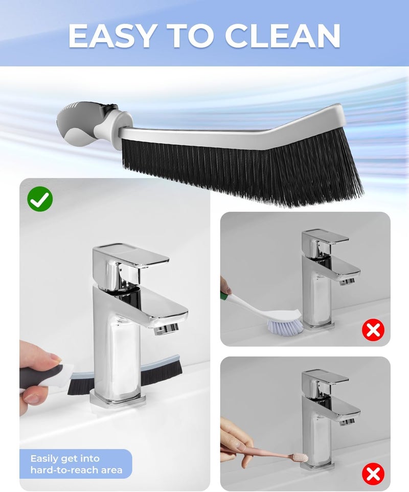 CLEANGOR Crevice Cleaning Brushes, Scrub Brush for Hard to Reach Small Space, Home Essentials, Cleaning Supplies, Cleaning Tools for Household Use, Bathroom, Shower, Kitchen, Toilet, Window (3, Black) - Image 5